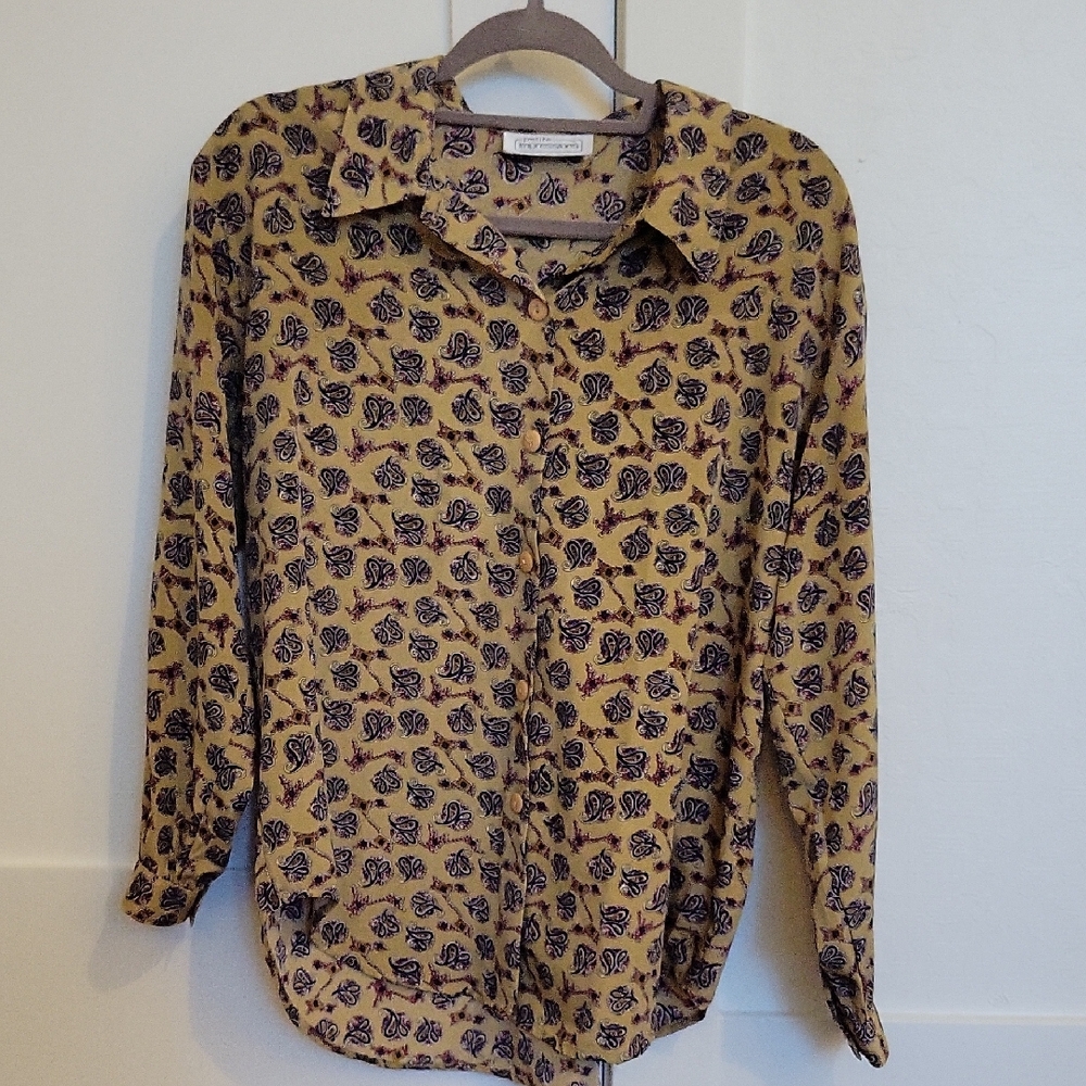 Impressions Paisley Print Blouse with Red and Blue Accents